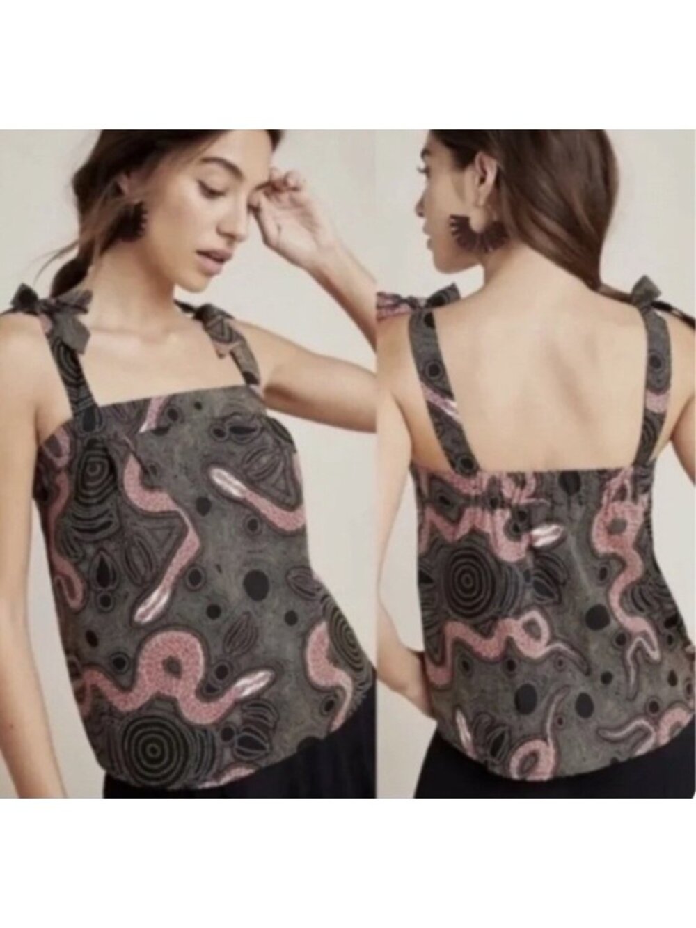 Corey Lynn Calter Anthropologie Macy Snake Ibiza Shoulder Tie Tank Top